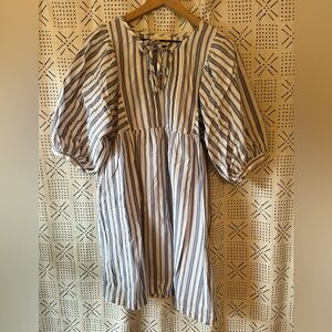 Universal Thread Blue Striped Puff Sleeve Dress